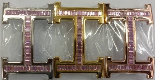 Hermes 18k Buckle With Crystal Pink
